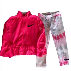 Nike Toddler pink zip up jacket and leggings